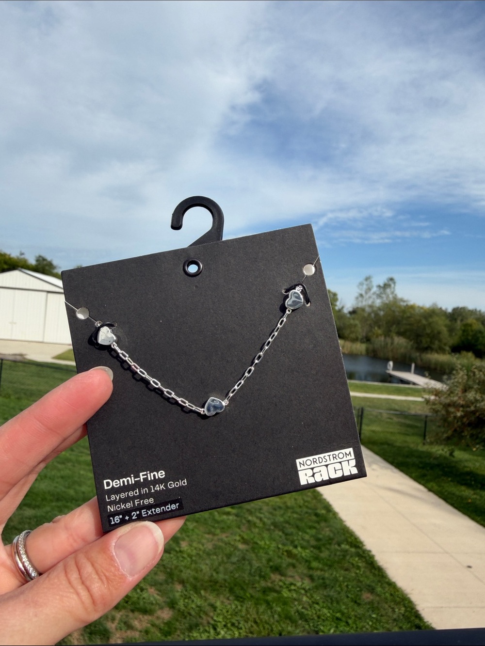 Nordstrom Silver Tone Heart Link Necklace - Silver